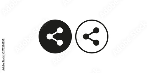 Fotografía Minimal black share connection icon set with circular design.