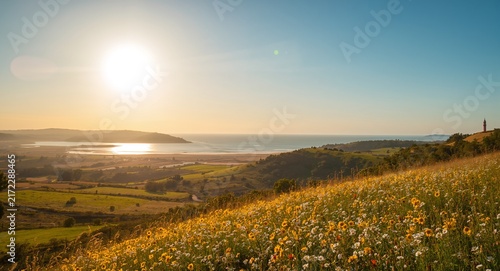 Experience vibrant sunshine landscapes exuding positive energy and refined outdoor leisure ideal for lifestyle photography and artistic commercial imagery with copy space on the left side