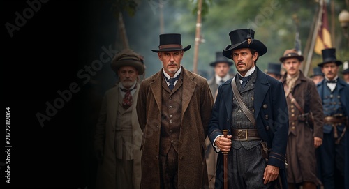 High resolution photostock image depicting vivid historic reenactments with accurate period attire meticulously recreated settings and dynamic storytelling that revives significant historical events