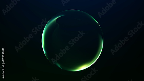 Фотография Green translucent digital orb on a dark gradient background, clean futuristic sphere for technology branding and minimal modern visuals