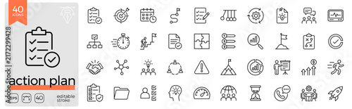 фотографія Action plan line icon set