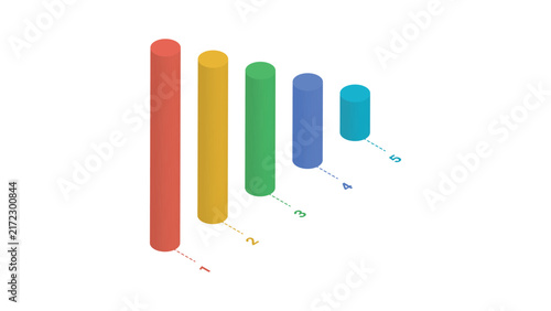 3d colorful cylinder bar chart for business data visualization