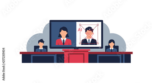 AI Facial Recognition Technology and Biometric Scanning Concept Illustration