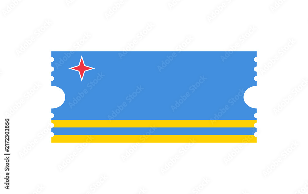 Fototapeta premium Aruba Flag Ticket Template with Perforated Edges