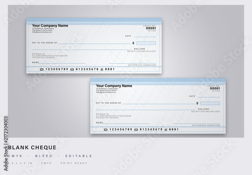 Blank Cheque Template - Printable Check with Guilloche Security Background
