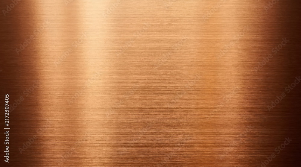 Fototapeta premium Brushed Copper Metal Texture Background with Horizontal Grain and Elegant Metallic Sheen for Industrial Design