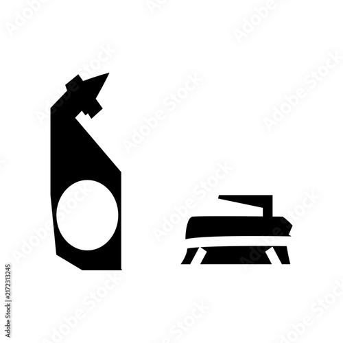 black and white bottle and brush for cleaning vector illustration