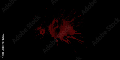 Cuadro en lienzo Prominent Blood Splatter with Sharp Splash Points on Black Background Abstract H