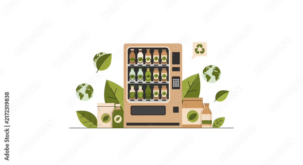 Obraz premium Eco-Friendly Vending Machine Illustration for Sustainable Living and Green Technology