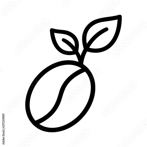 Illustration of a coffee bean growing into a small plant representing agricultural development vector art
