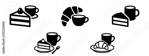 Collection of tea and coffee drinks with various sweet cakes and delicious snacks vectors