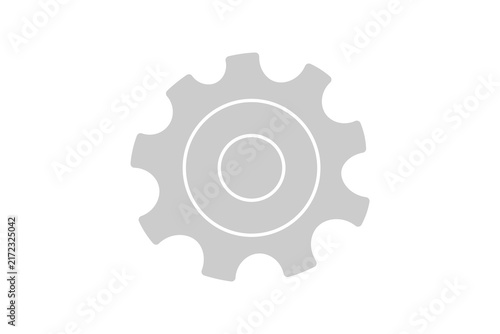 This image is a minimalist, flat-style vector icon of a gear wheel or cog. Centered against a plain white background,