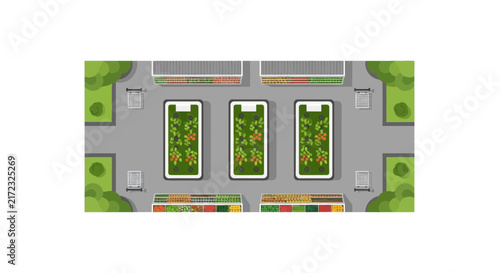 Supermarket Grocery Store Interior Floor Plan Top View Vector Illustration