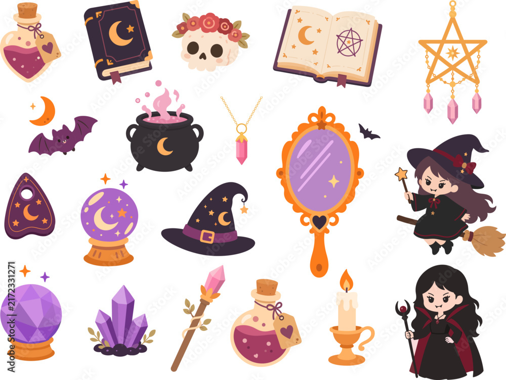Fototapeta premium Halloween and Witchcraft Magic Elements Collection