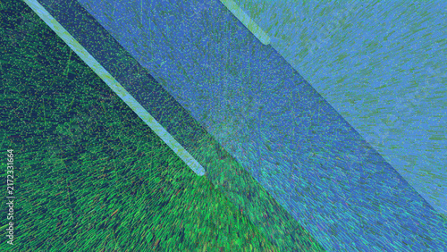 Bild auf Leinwand Green grassy field with diagonal white line