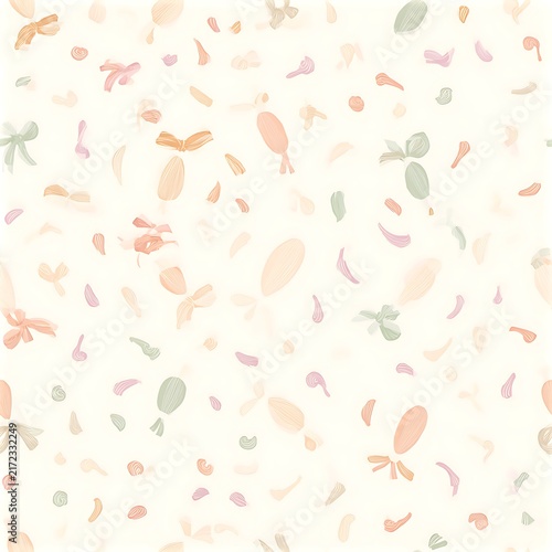 Birthday pastel tileable texture with soft shapes on light background