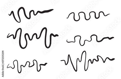 фотографія set of hand drawn wave lines vector