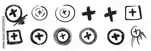set of plus signs. add symbols. positive icons vector illustration