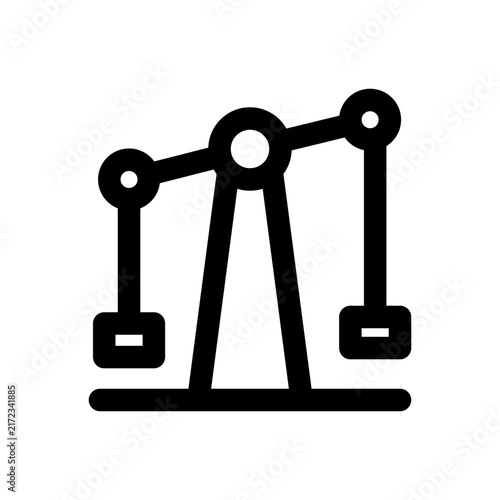 Pendulum ride icon. Editable stroke. Vector illustration. Dynamic line icon depicting a large amusement park pendulum ride with swinging gondola arm.