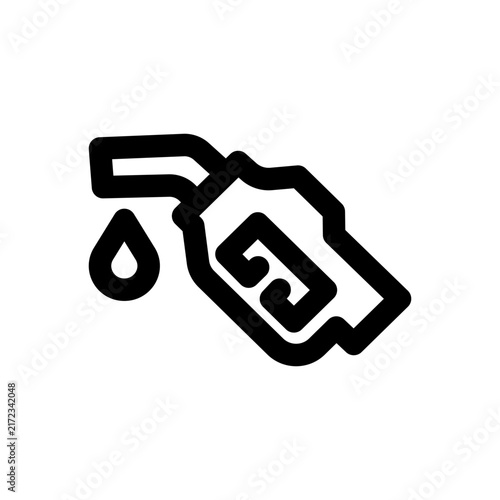 Petrol nozzle icon. Editable stroke. Vector illustration. Minimal line icon displaying a fuel pump nozzle dispenser for gasoline refueling.