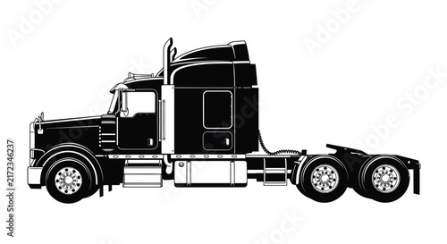 Semi truck Silhouette On White Background truck tractor trailer lorry freight transport