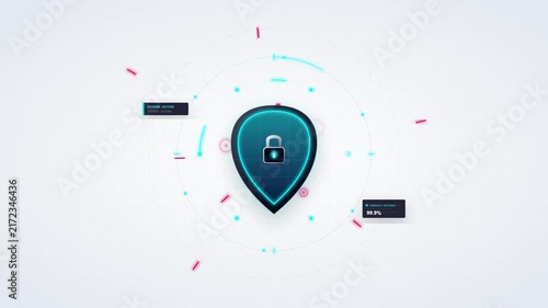 Digital Security Shield Concept with Padlock and Data Interface