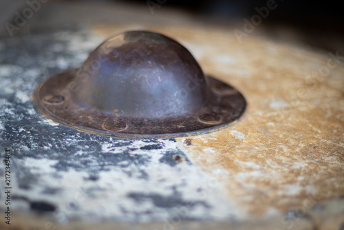 Close up of an old shield