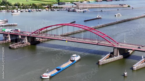 Aerial view of the Schellingwouder Bridge in Amsterdam, the Netherlands