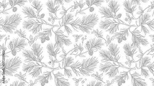 Vintage Pine and Holly Pattern