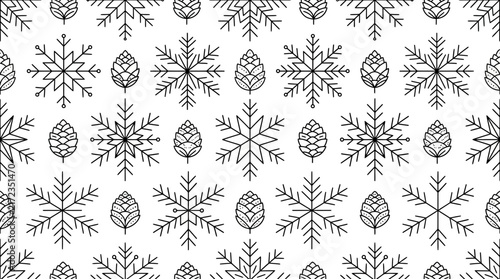Winter Snowflake and Pine Cone Pattern