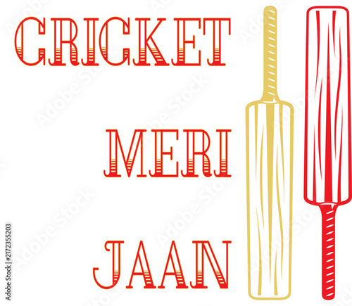 Red, gold and black cricket illustration featuring a cricket bat beside a cricket devotion quote. A sporty cricket graphic set perfect for t-shirt and hoodie merchandise.