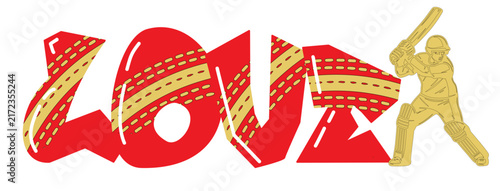 Crimson and gold cricket illustration featuring a bold graffiti-style LOVE word mark for cricket fans. A striking cricket set for cricut project merchandise.