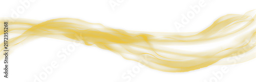 Golden smoke wave trail light effect isolated on clean white background