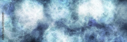 Cool silver and dark blue misty fog on a black background. Wide panoramic banner for steel, winter, and modern cinematic night scenes.
