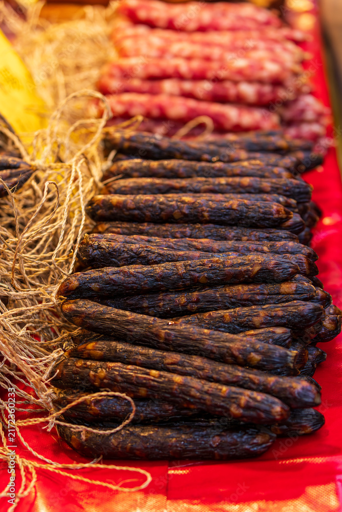 Obraz premium Chinese Sausage at Dihua Street Market