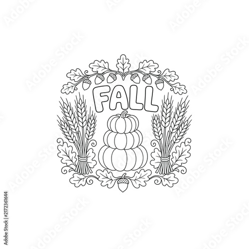 Stacked Pumpkins Wheat Garland Fall Doodle