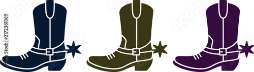 Three pairs of colorful cowboy boots with stars