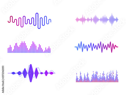 Fotografía Neon sound waves on transparent background for music design