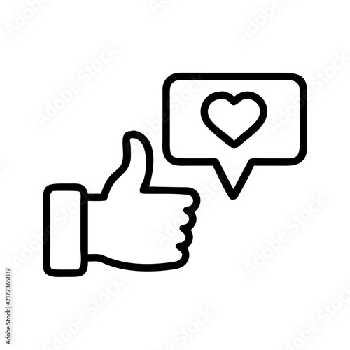 Thumb up like and social media heart comment notification icon set.