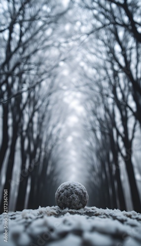 Tree canopy frost covered surface negative space