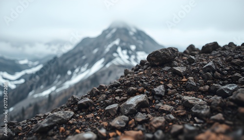 Rocky summit muted earthy tones crisp winter air