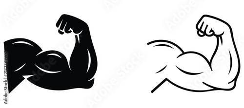 Принти на полотні Strong bicep muscle flexing arm icons vector illustration