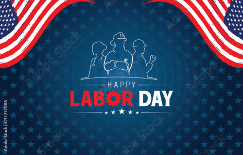Happy Labor Day Patriotic American Flag Frame Background Vector, usa labor day