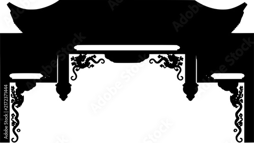 Elegant black and white traditional japanese torii gate vector illustration Vector