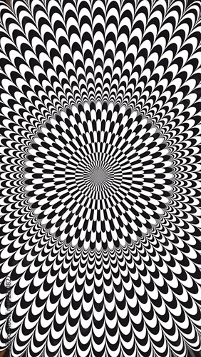 Canvastavla Mesmerizing black and white optical illusion pattern with radiating spiral desig