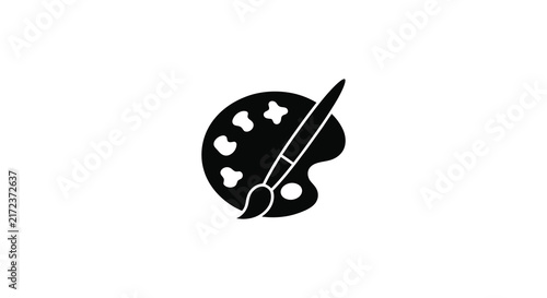 Artist s palette and brush depicted as a black silhouette