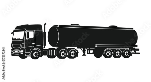 Tanker truck vehicle depicted as a black silhouette against a white background