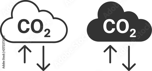 Obraz na plátne Low carbon dioxide icon representing reduced emissions, clean energy, environmental protection, sustainability, climate action, and green technology