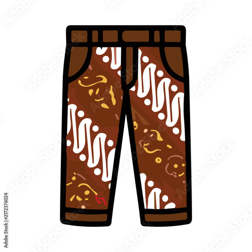 Фотография Traditional Brown Batik Patterned Trousers with Pockets and Belt Loops