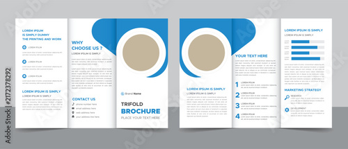 Corporate Trifold Brochure Template with Business Charts and Icons